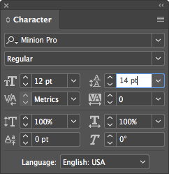 Character settings