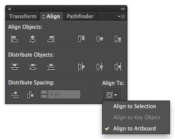 Choose Alignment target popup menu