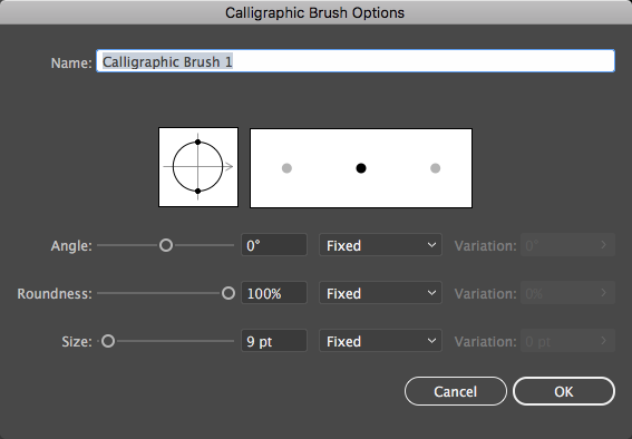Brush Options Calligraphic