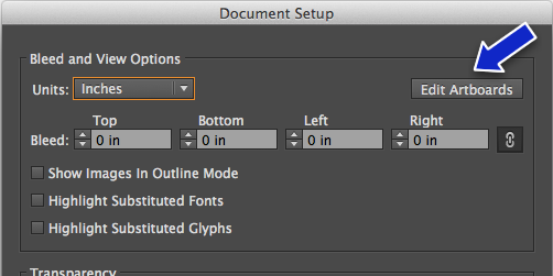 Edit Artboards button