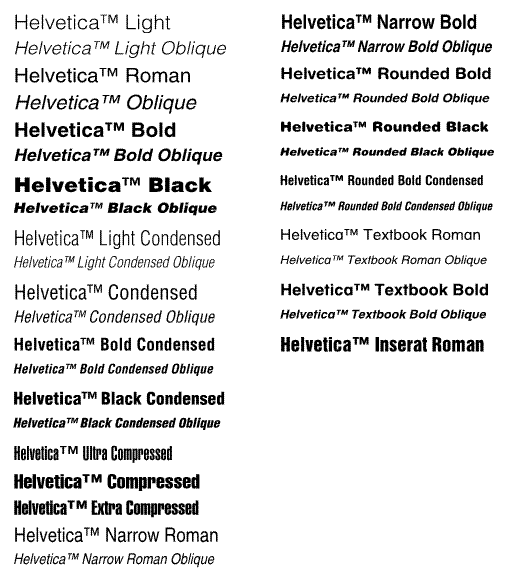 Font Family: Helvetica