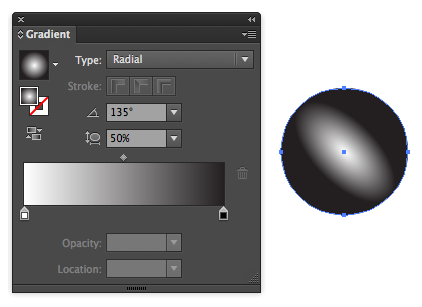 radial gradient angle and aspect ratio
