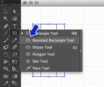 Popup tool submenu: Choose rounded rectangle tool