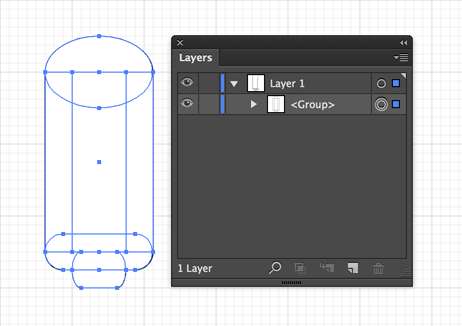 Screwdriver handle grouped, showing change in Layers panel