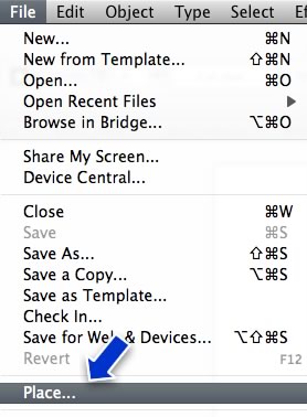 Menu ><br> File ><br> Place...