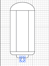 .25 inch triangle (3 sided polygon) drawn at bottom of handle