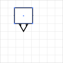Draw a square the width of the triangle
