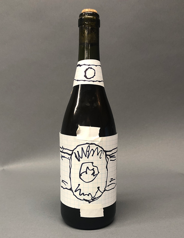 Photo of label sketched out on bottle