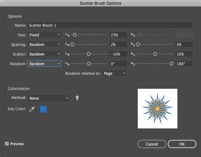 Scatter Star options
