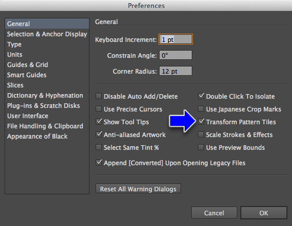 Prefs dialog
