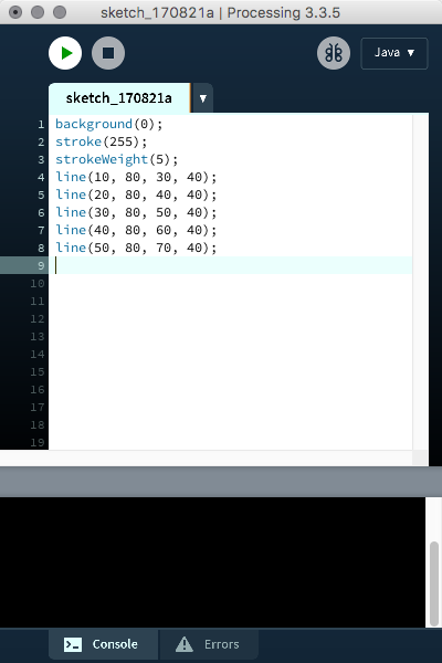 Processing PDE Interface