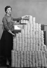 Giant stack of programming cards for the IBM 650